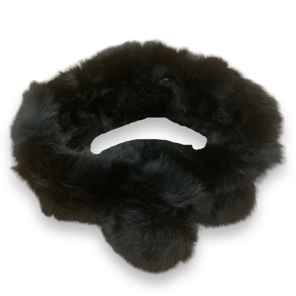 Rabbit fur knitted neck scarf - black